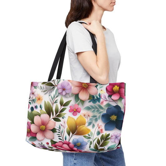 Floral Print Poly Canvas Weekender Bag 18