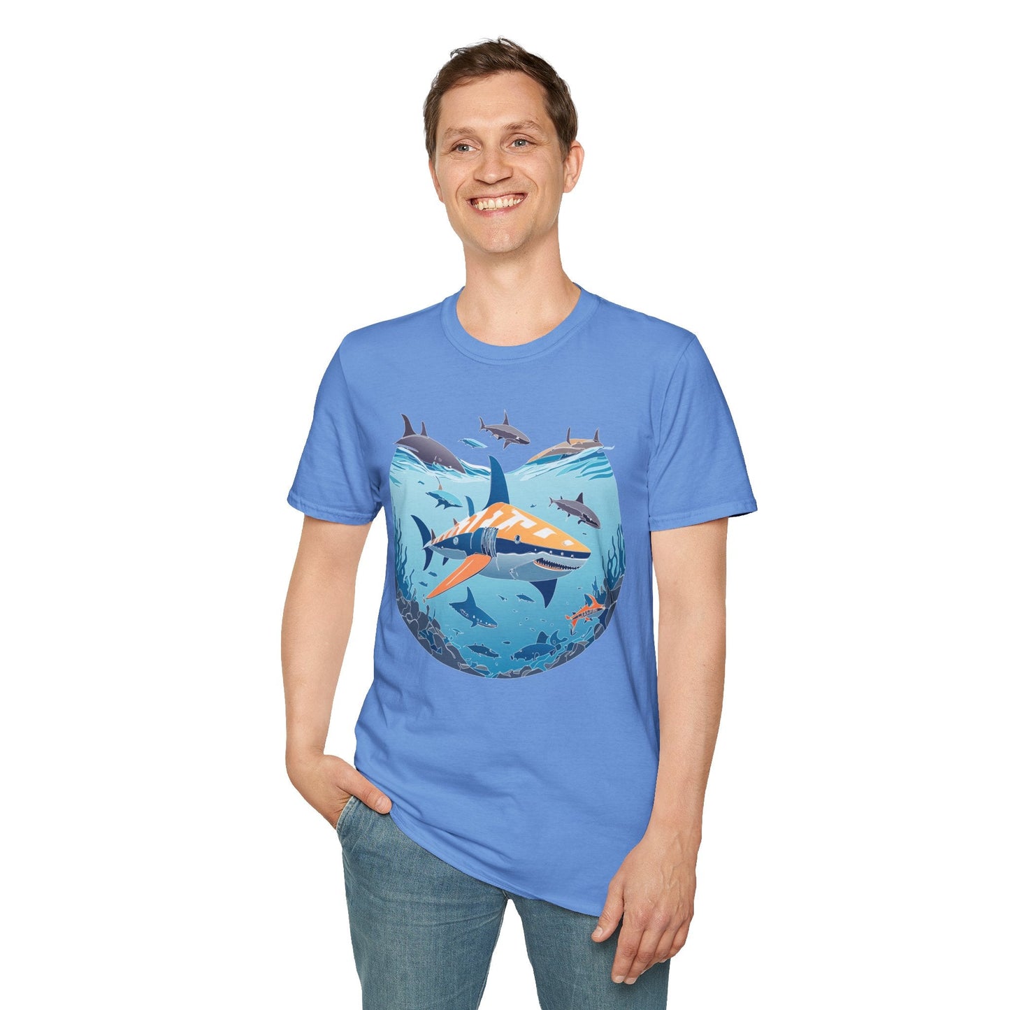 Ocean Tee Shirt Unisex Softstyle Gildan 64000 100 Percent Ring Spun Cotton Breathable U Boat Design