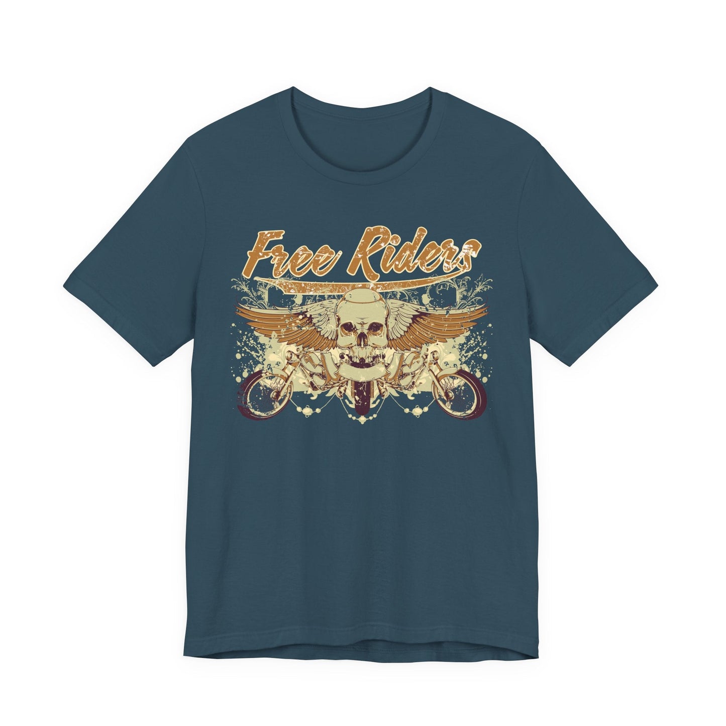 Free Riders Skull Motorcycle Tee Biker Graphic Art Design T-Shirt A-1