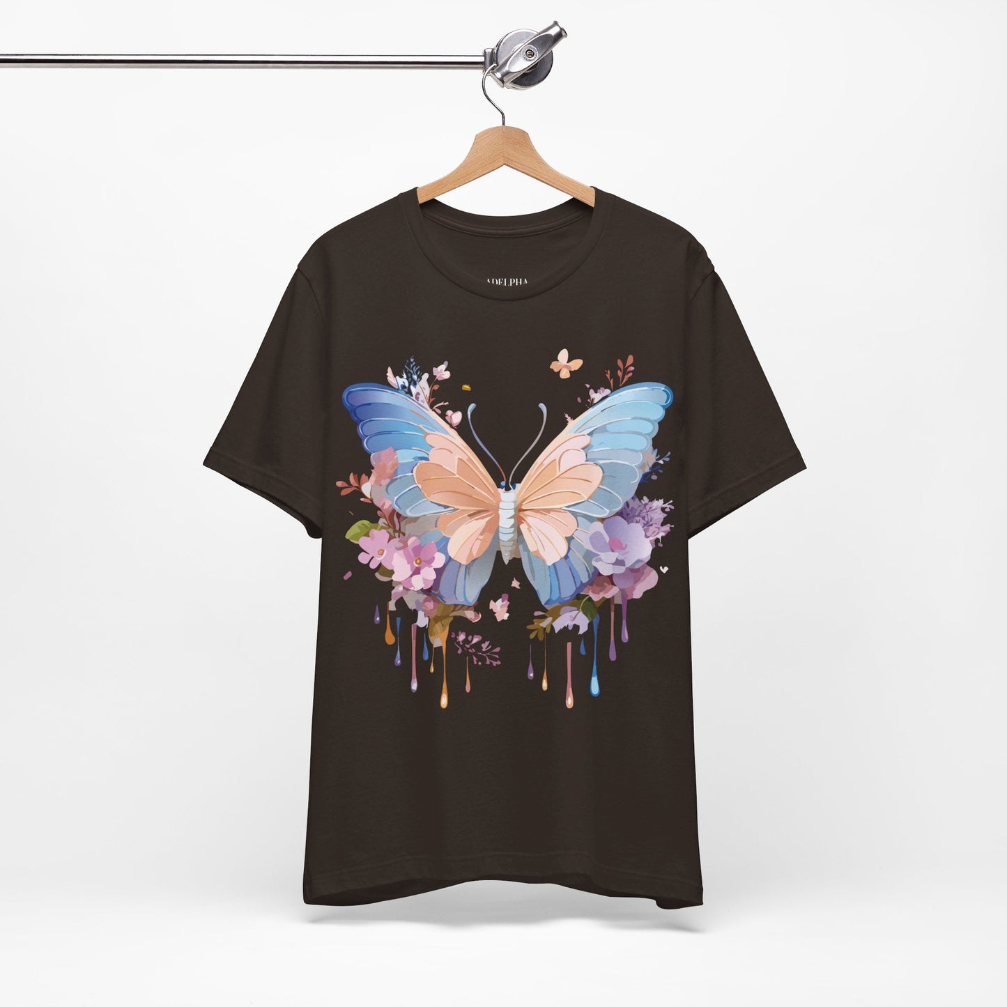 Butterfly Graphic Unisex 100 Cotton Lightweight Vintage Floral Design Jersey Tee 2