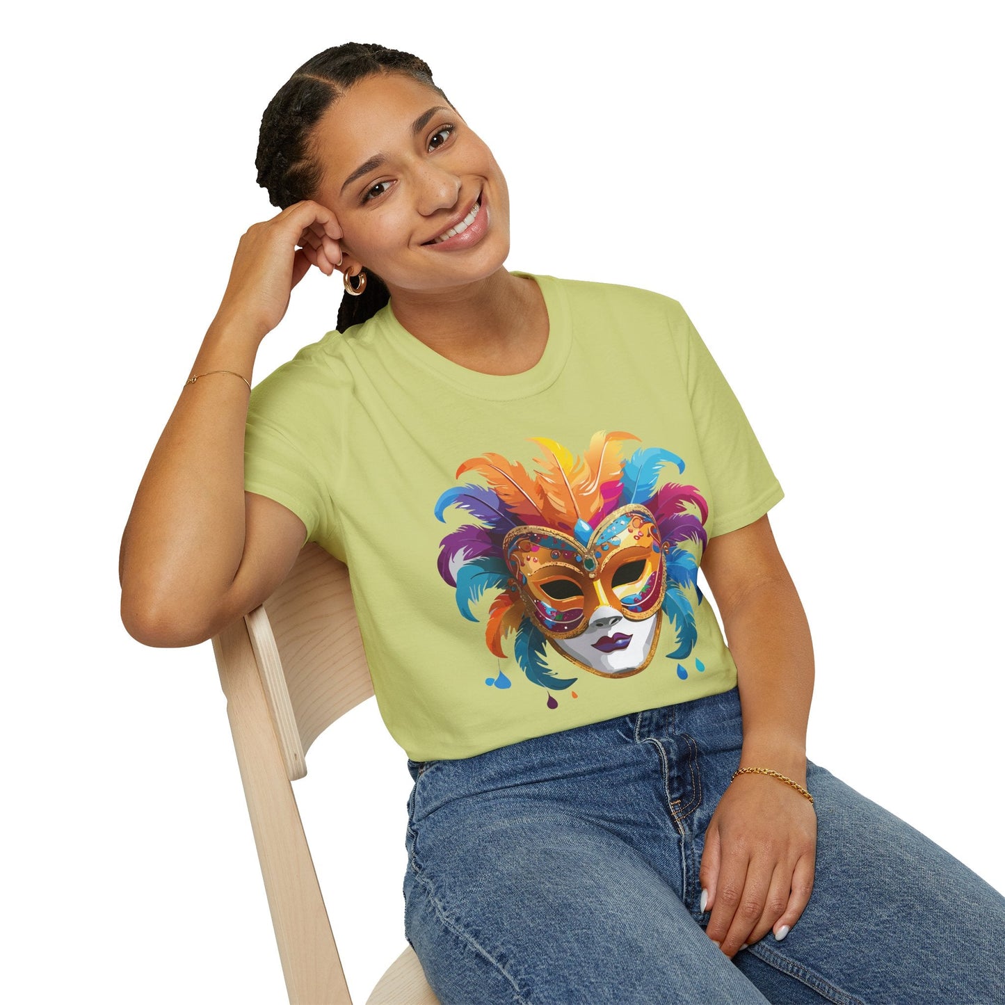 Mask Tee Shirt Unisex Masquerade Design Art Graphic Gildan Softstyle 64000 Cotton Tee
