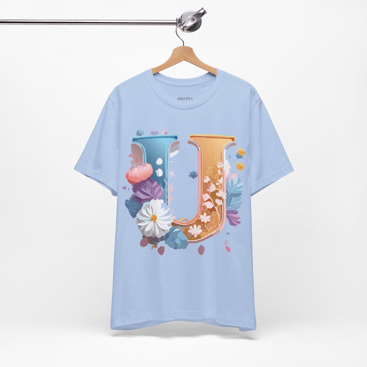 Letter U Shirt Graphic Tee Unisex Vintage Inspired Adelpha Artwork Premium Short Sleeve