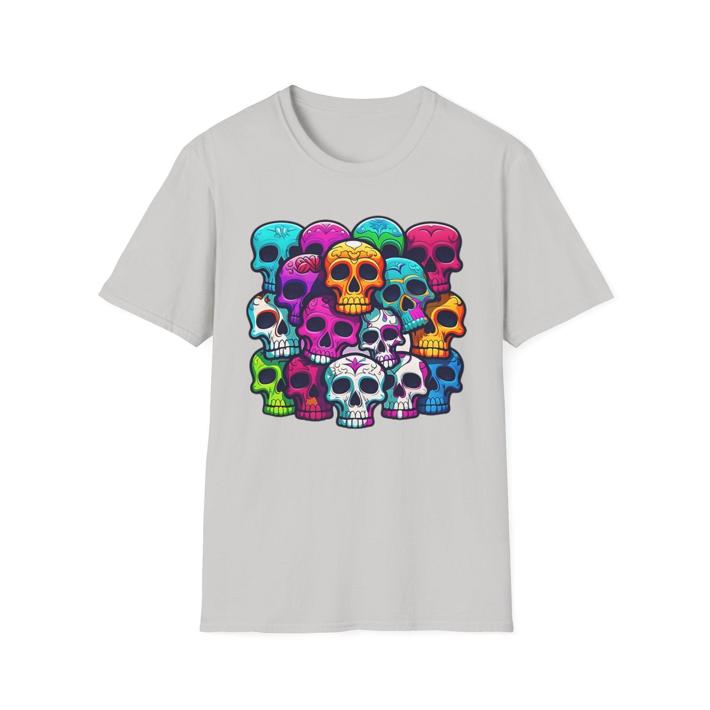 Unisex Skull Tee Shirt With Skeleton Design Gildan Softstyle 64000 100 Percent Ring Spun Cotton