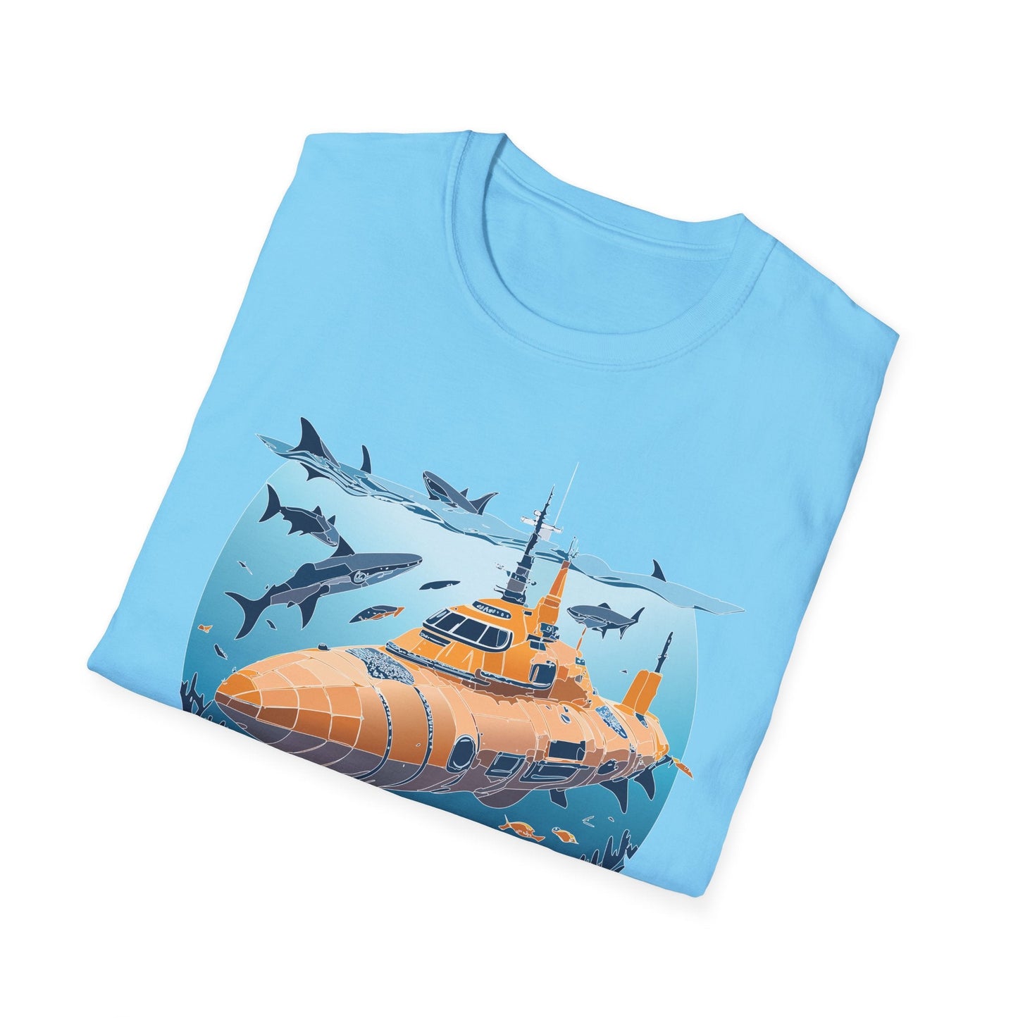 Ocean Graphic Tee Shirt Unisex Softstyle 64000 Gildan Lightweight Breathable Ocean Design U Boat