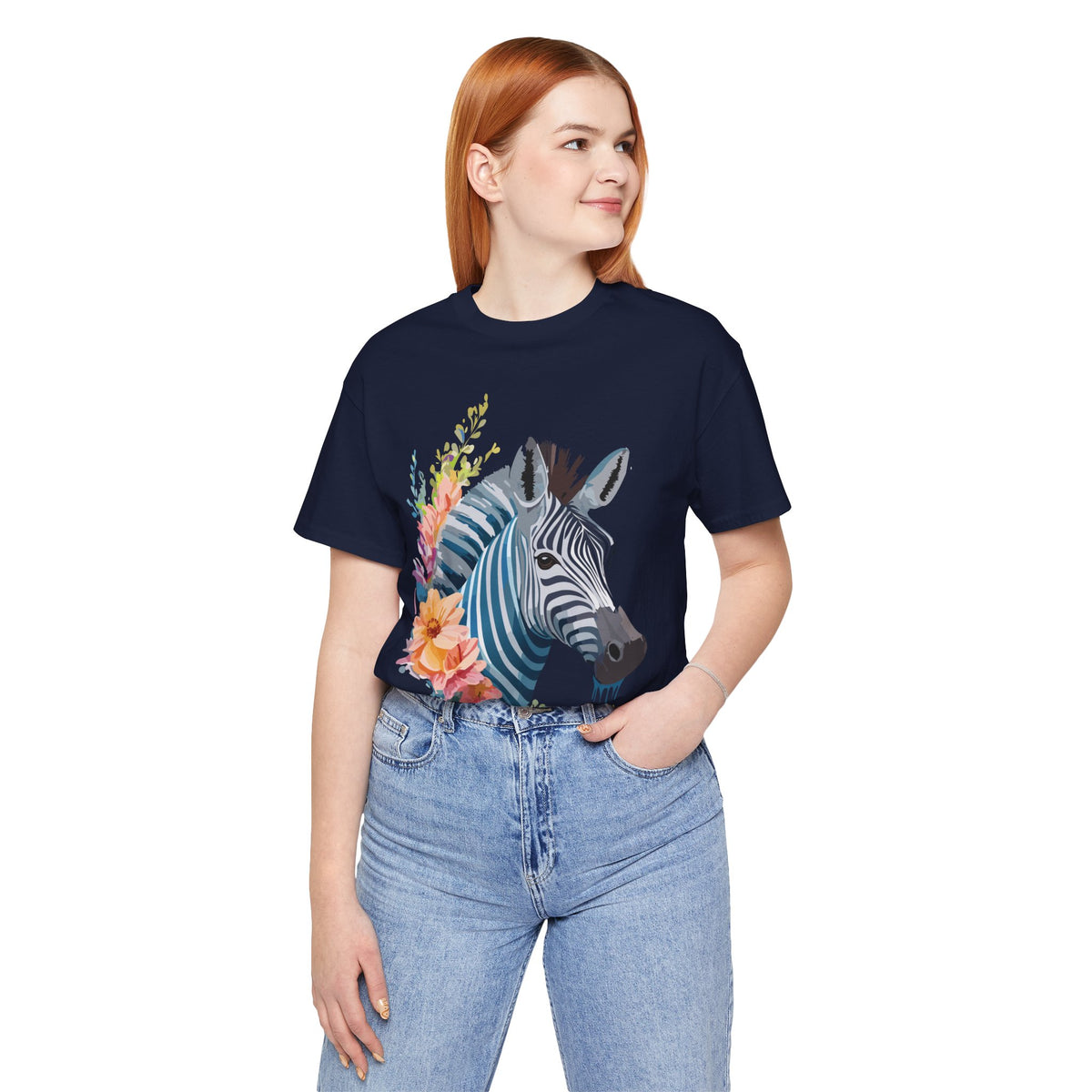 Zebra Graphic Unisex Cotton Bella+Canvas Tee with Art Animal Design e79