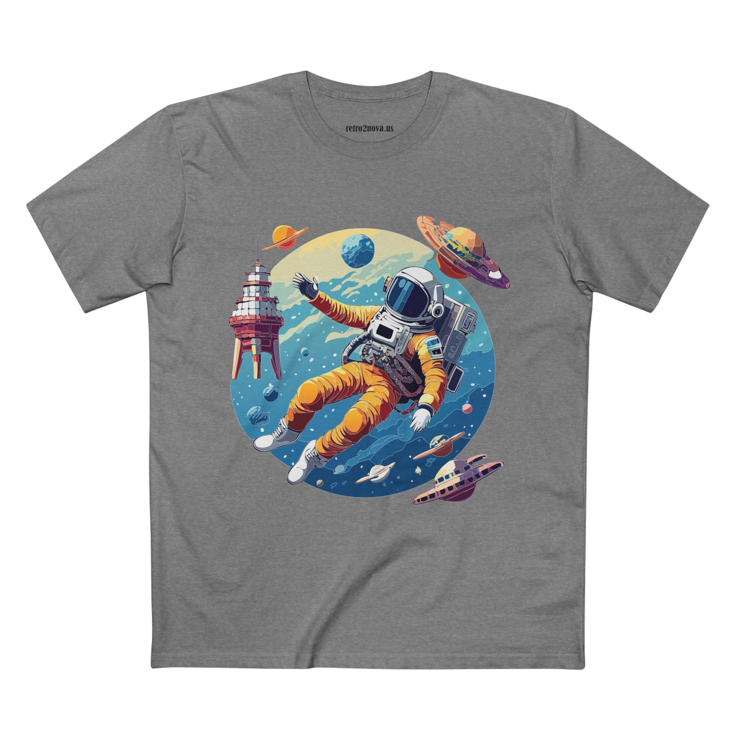 Cosmos Shirt Astronaut Art Unisex Premium Cotton Tee Retro2Nova Original Design Artwork