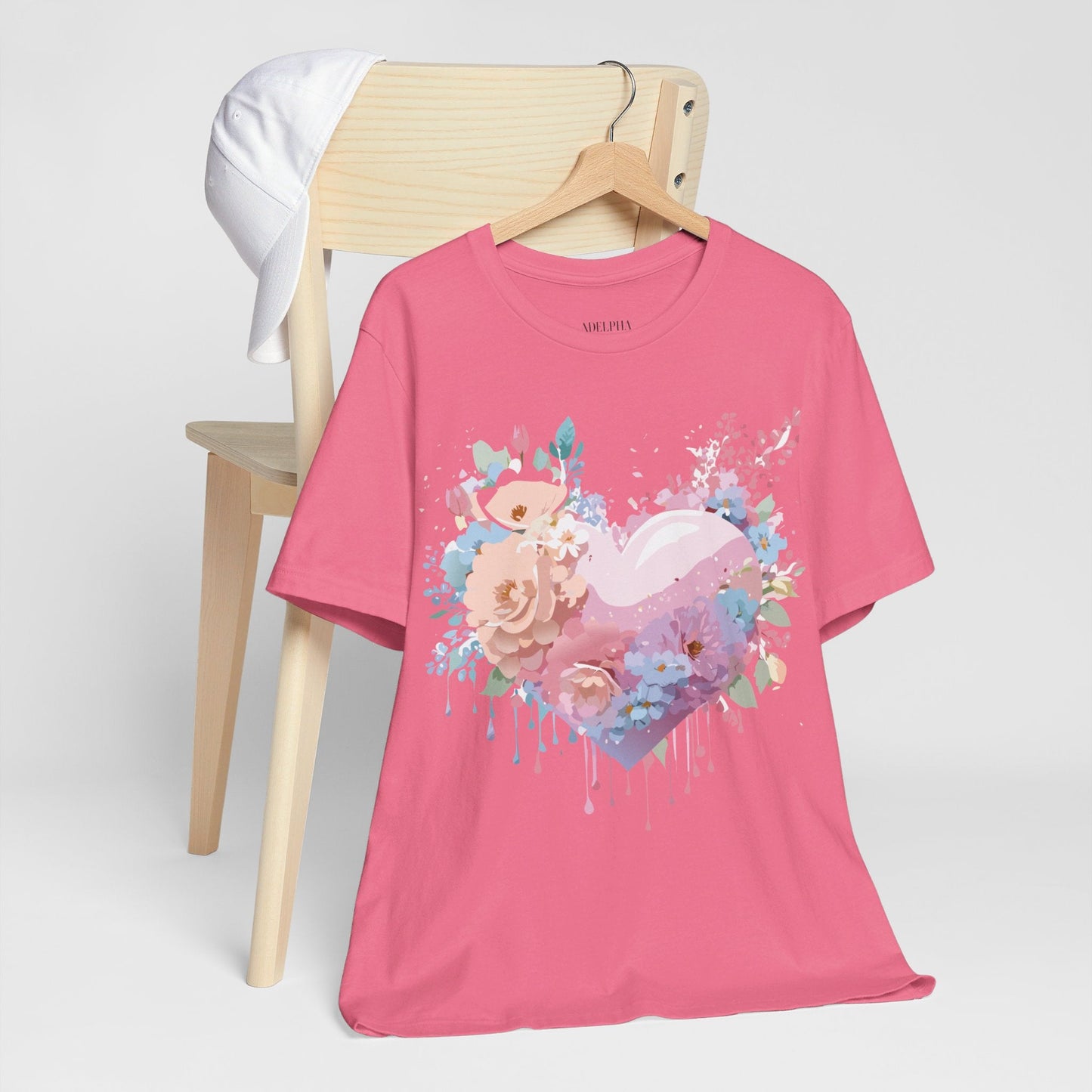 Valentine Day Graphic Unisex 100 Cotton Vintage Artwork with Love and Flower Design Tee 29
