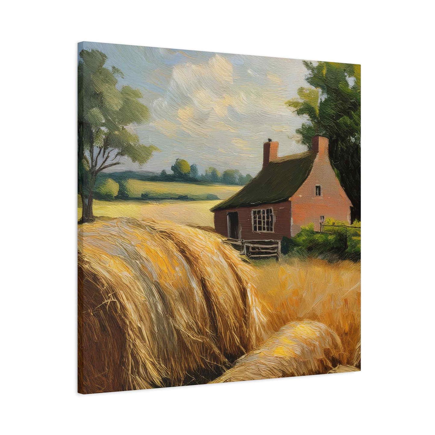Countryside Print Canvas, Oil Paint Print 20x20, 24x24, 30x30, 32x32, 36x36 Art Design Print Pine-Wood Inner Frame MC- 47
