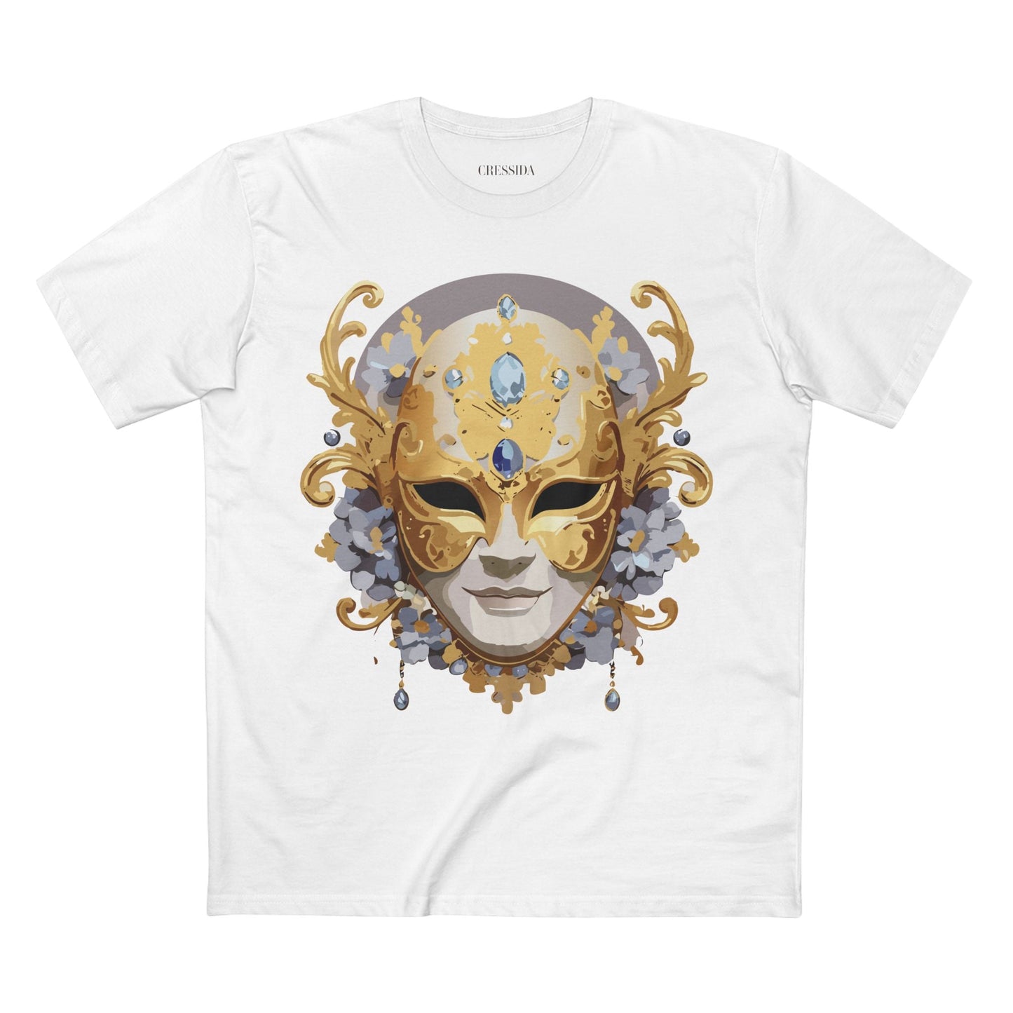 Carnival Mask Graphic T-Shirt Unisex 100 Cotton With Antique Gold Art Design Tee 6