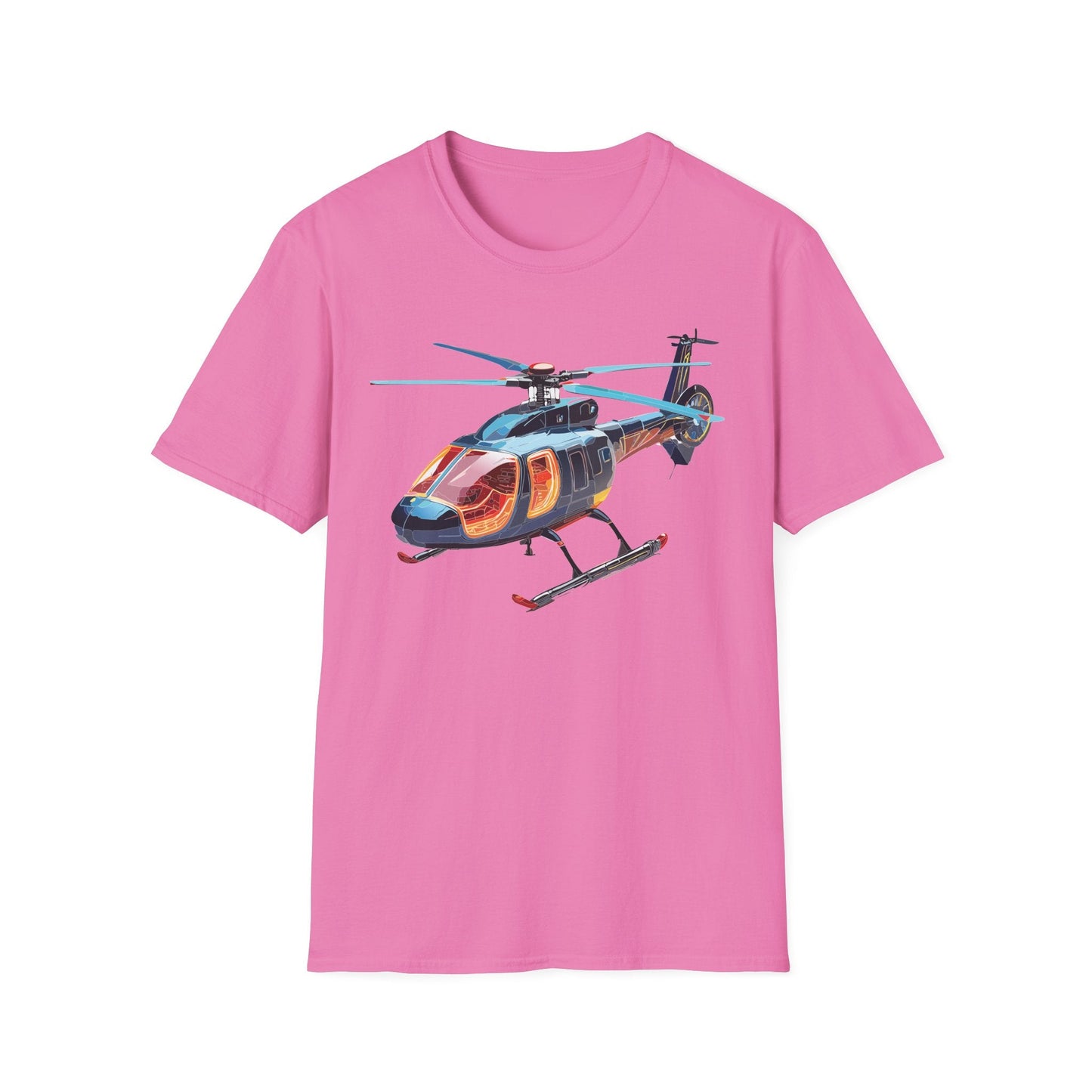 Unisex Helicopter Chopper Shirt Graphic Tee Softstyle 64000 100 Percent Ring Spun Cotton