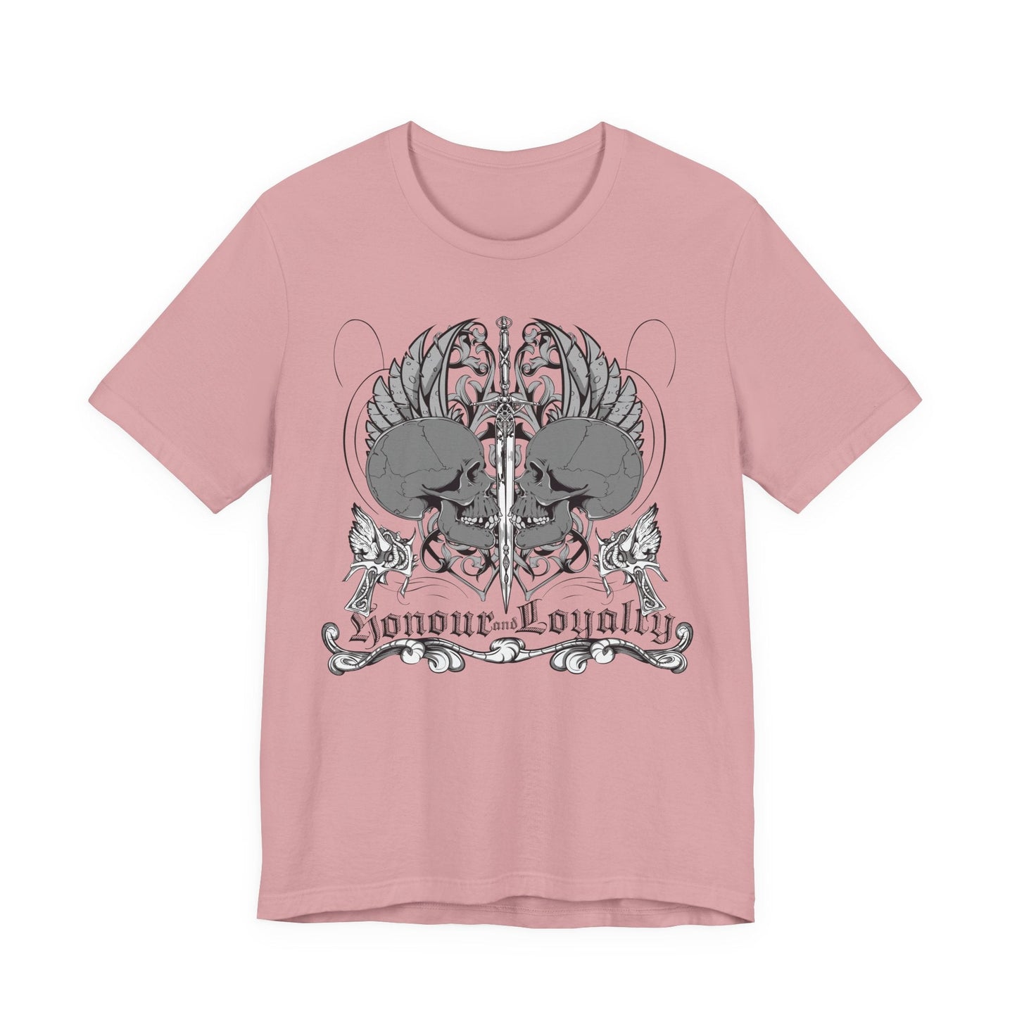 Honor Loyalty crest tee Gothic heraldry skulls wings emblem Art-48