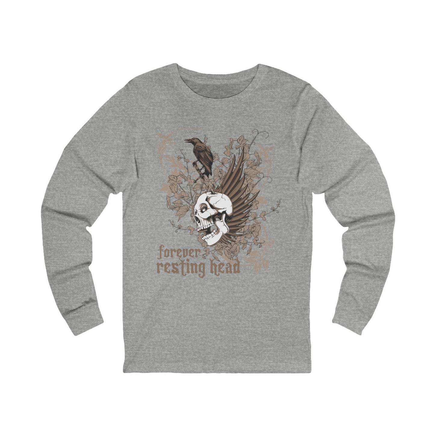 Creepy5 Unisex Skull Long Sleeve Tee, Skull Jersey Shirt, Skeleton T-Shirts with Long Sleeves, Skeleton Art Design Tees