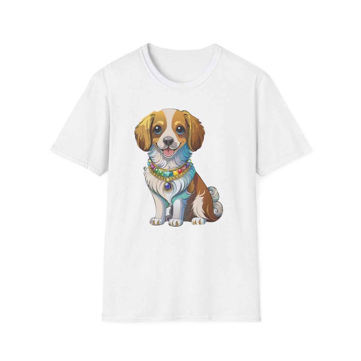 Smiling Brown White Dog Portrait T-Shirt | Cute Puppy Illustration