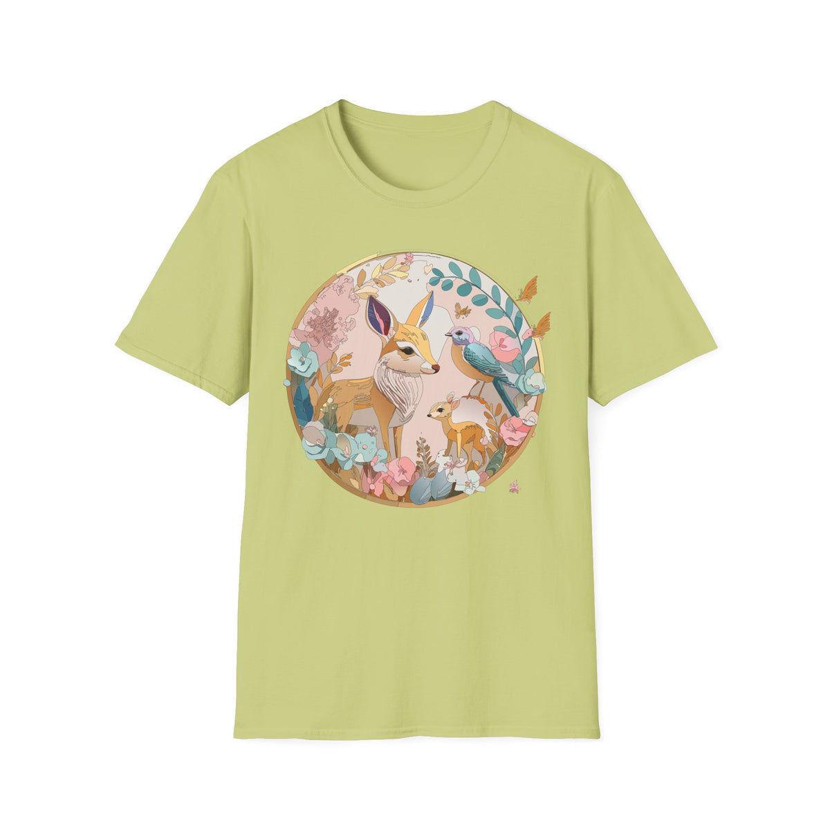Woodland Fox and Bird Tee | Cute Fox Illustration T-Shirt