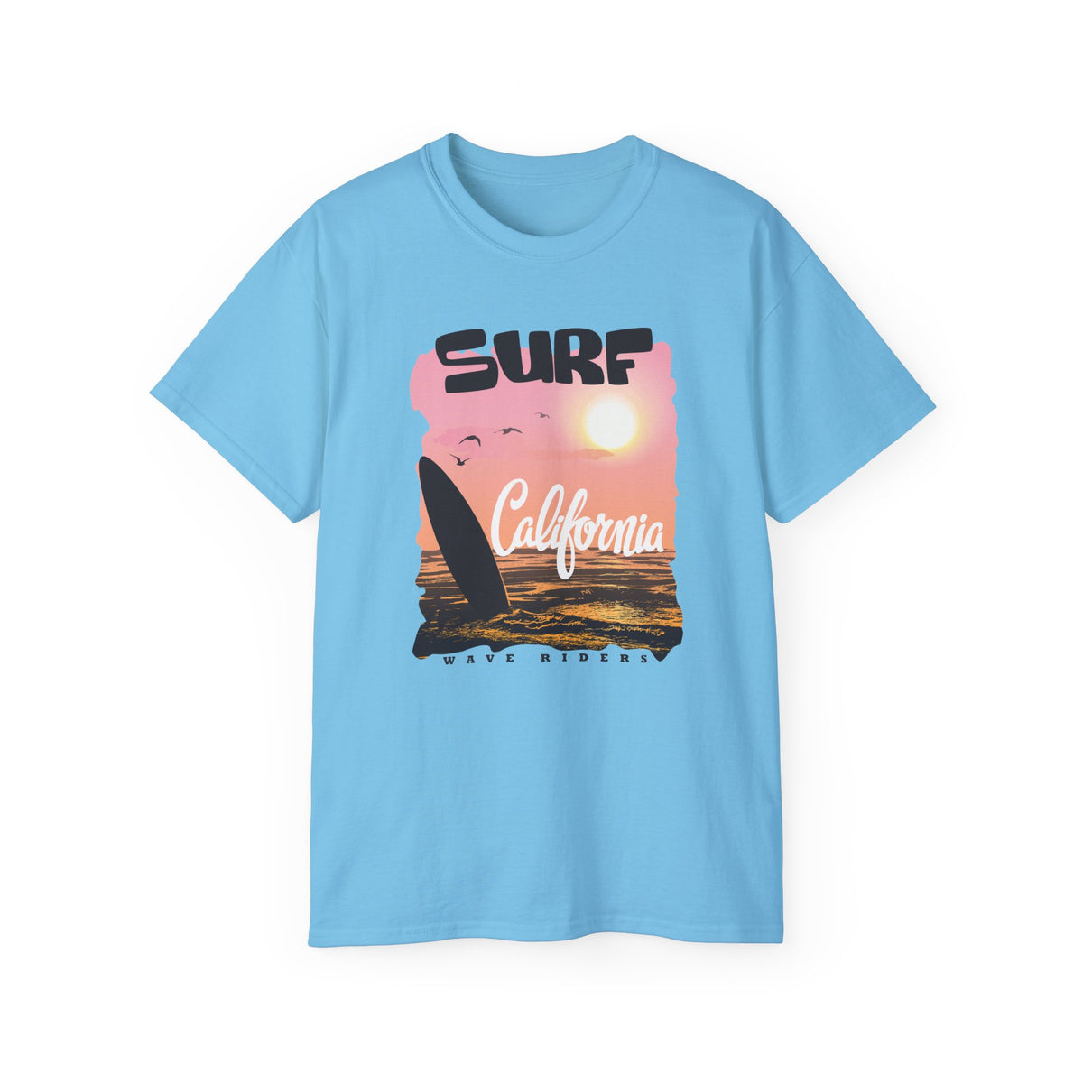 Surf California Tee | Sunset Sailboard Ocean Retro Beach Graphic