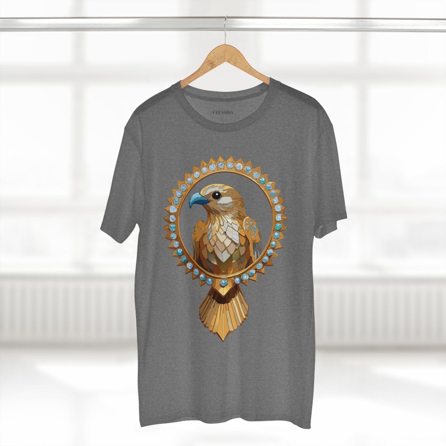 Bird Graphic Unisex 100 Cotton Tee With Unique Animal Golden Medallion Art Design 18
