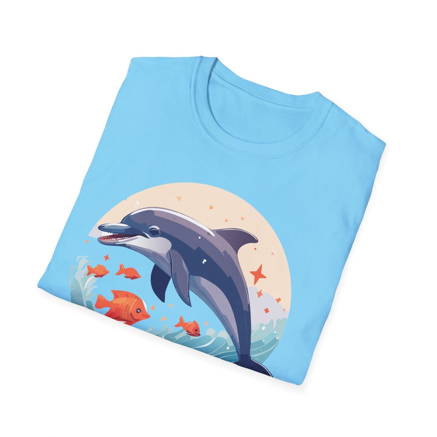 Unisex Dolphin Shirt Gildan Softstyle 64000 Short Sleeve Fish Tee With Dolphin Graphic