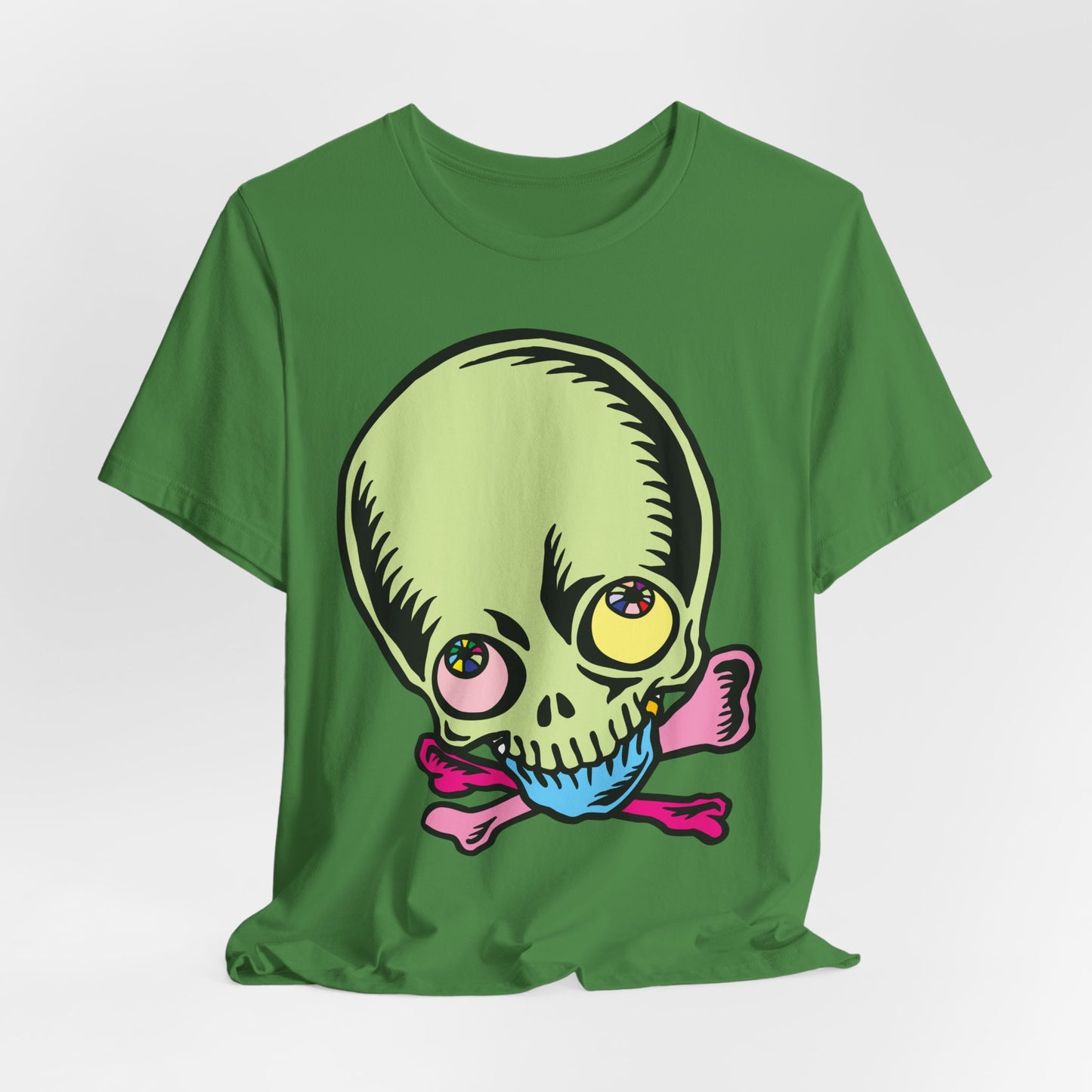 Lt Green Skull Graphic Design Tee, Skull Shirt, Vintage Tees, Art Design T-Shirt, Vintage Graphic Tee, Art Shirts with Skulls