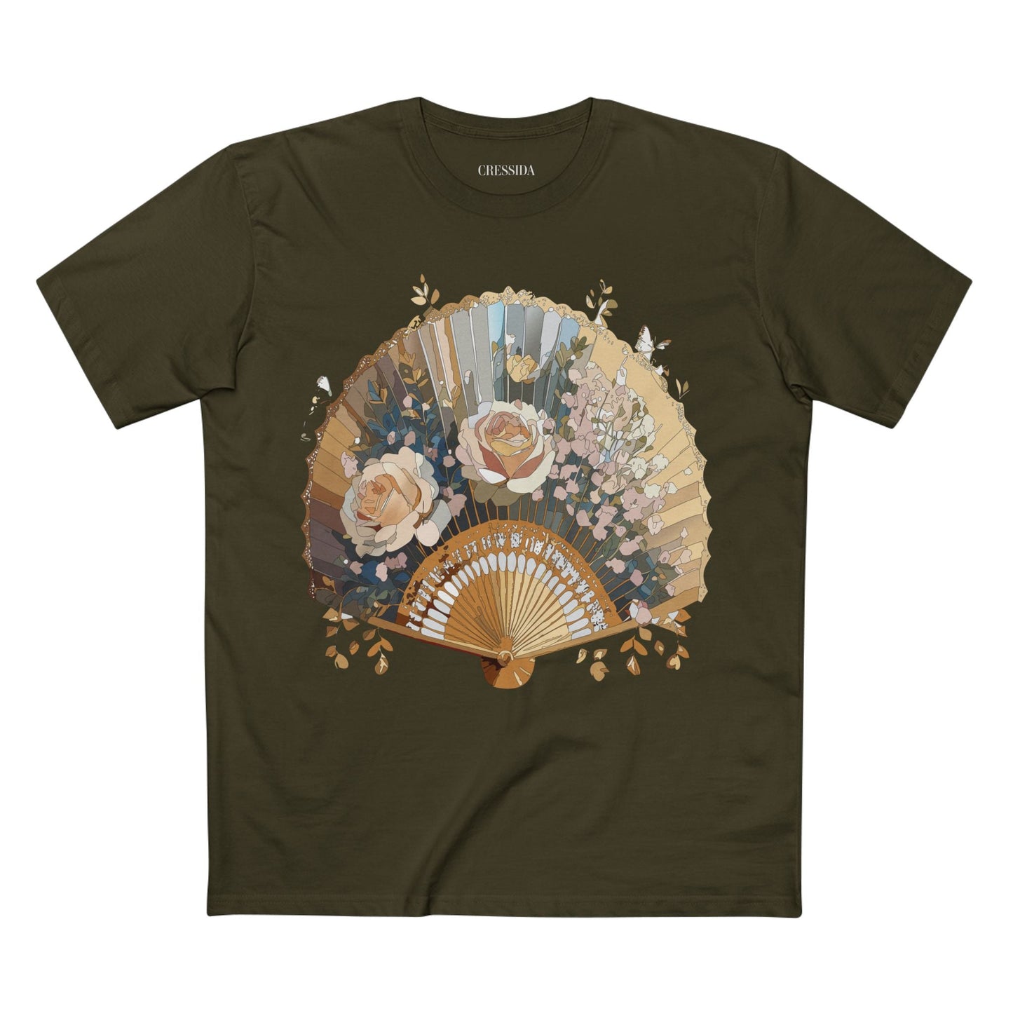 Antique Fan Graphic Design T-Shirt Unisex 100 Cotton Floral Carnival Artwork Tee 6