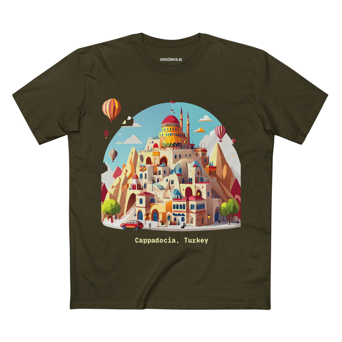 Cappadocia Cartoon Landscape T-Shirt | Turkey Hot Air Balloons