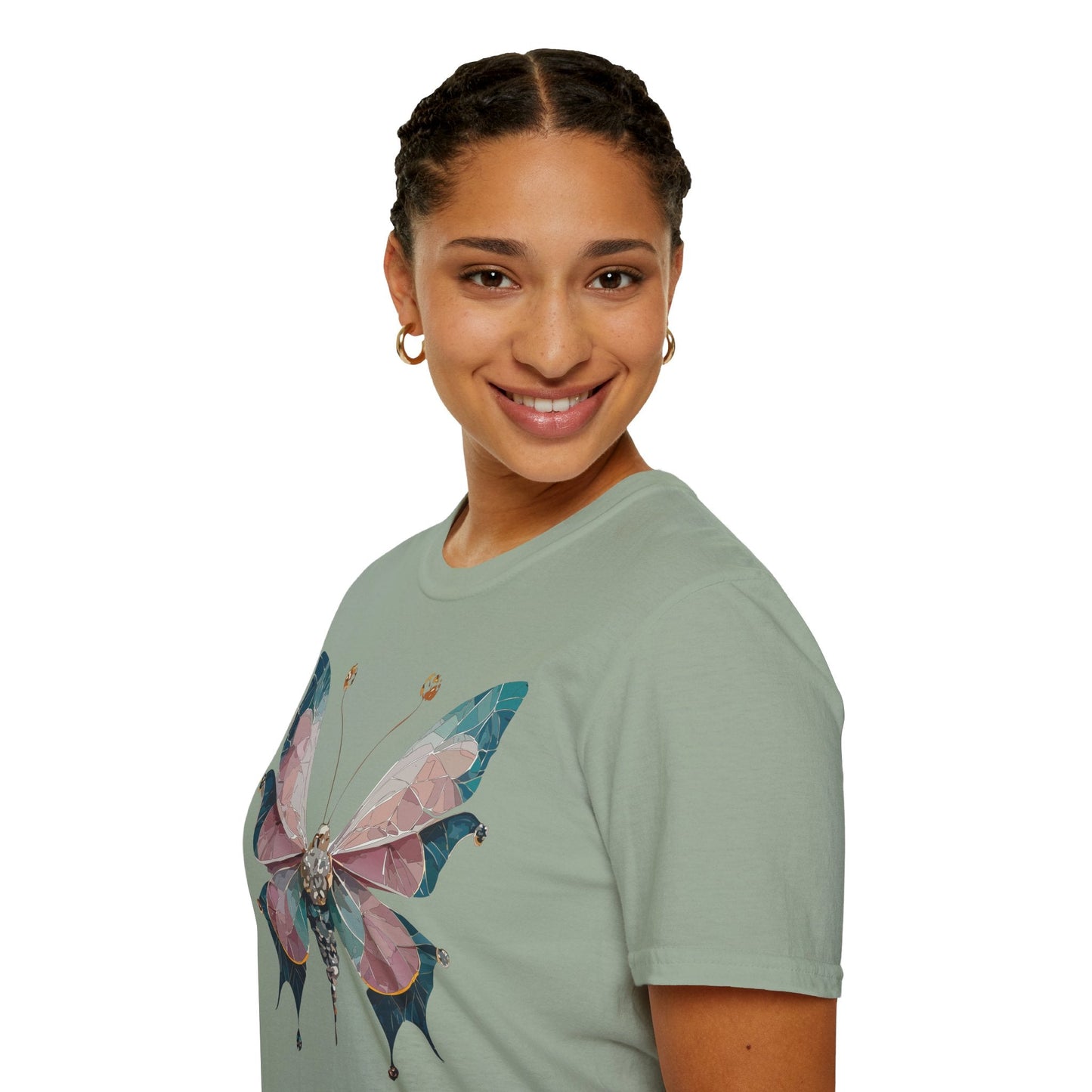 Butterfly Shirt Unisex T Shirt Monarch Print Gildan Softstyle 64000 100 Percent Ring Spun Cotton