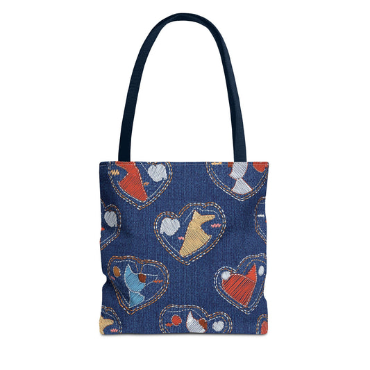 Love Day Graphic Design Denim Fabric Imitation Print Unisex Canvas Bag POLY 3 Sizes Tote Bag 201-12