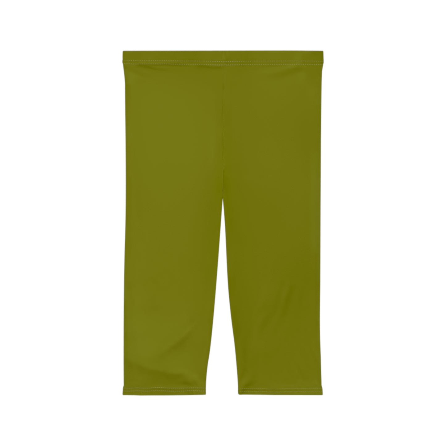 Olive Color Women's Brushed Suede Poly Span Casual Capri Leggings XS-2XL