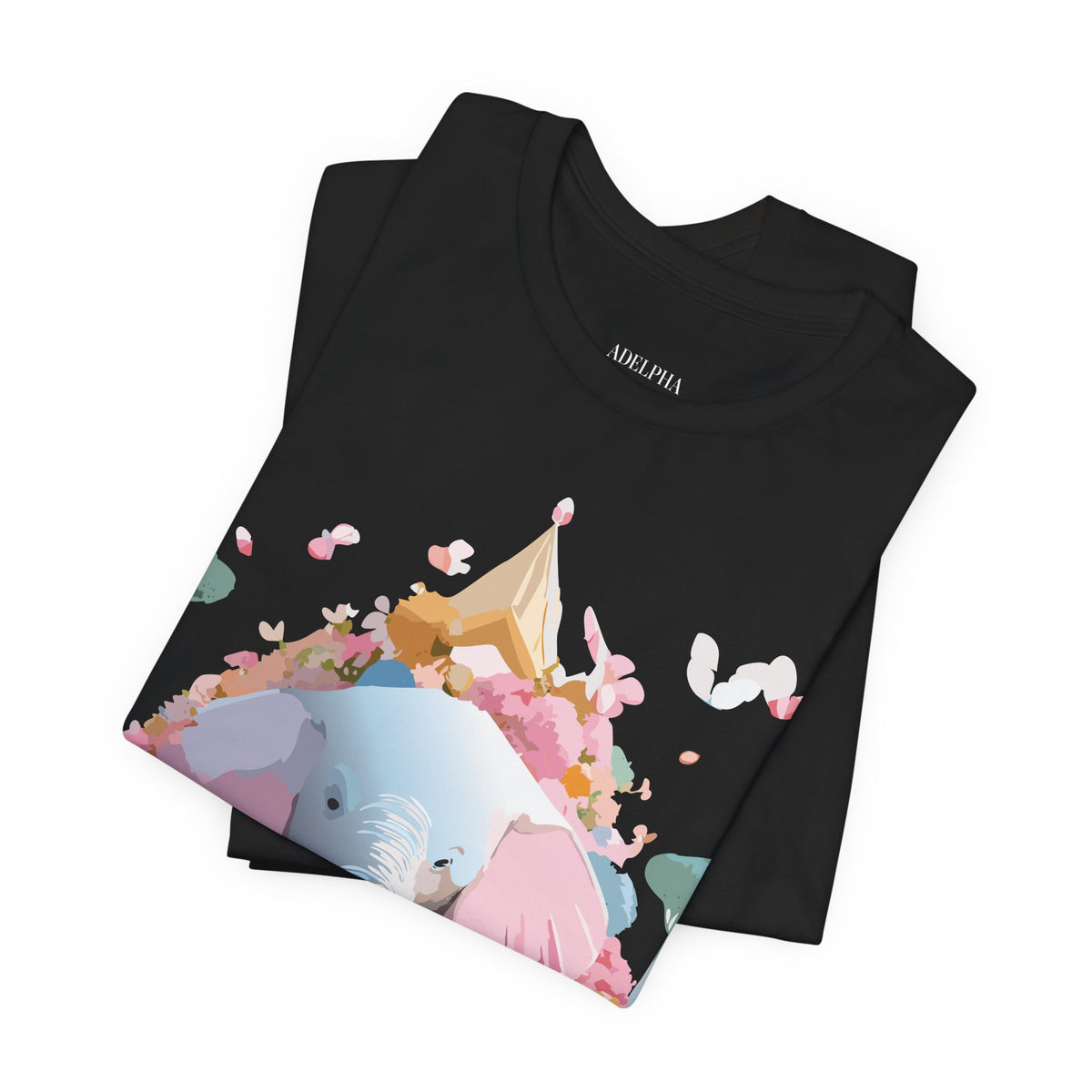 Elephant Graphic Unisex Cotton Bella+Canvas Tee with Art Animal Design e133