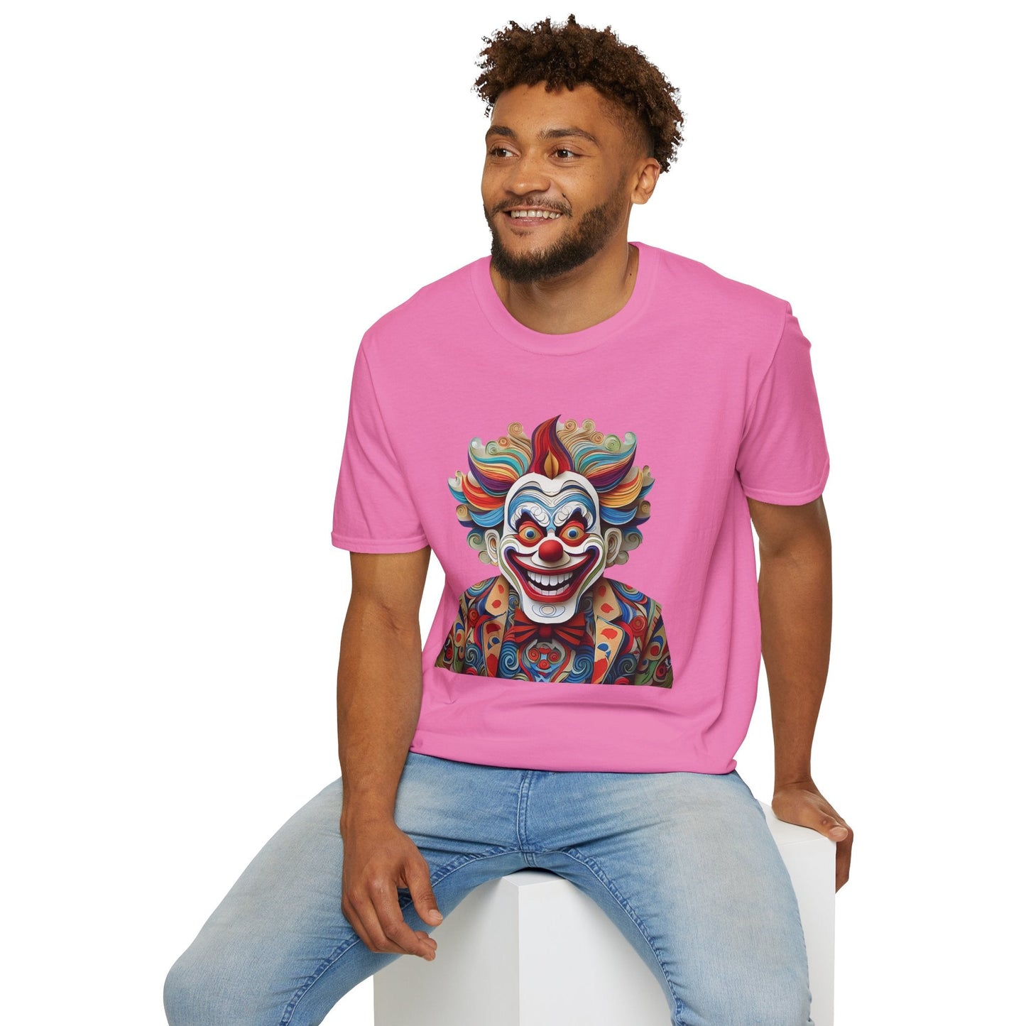 Graphic Clown Themed Unisex Softstyle Tee Funny Man Circus Scary Man Gildan 64000