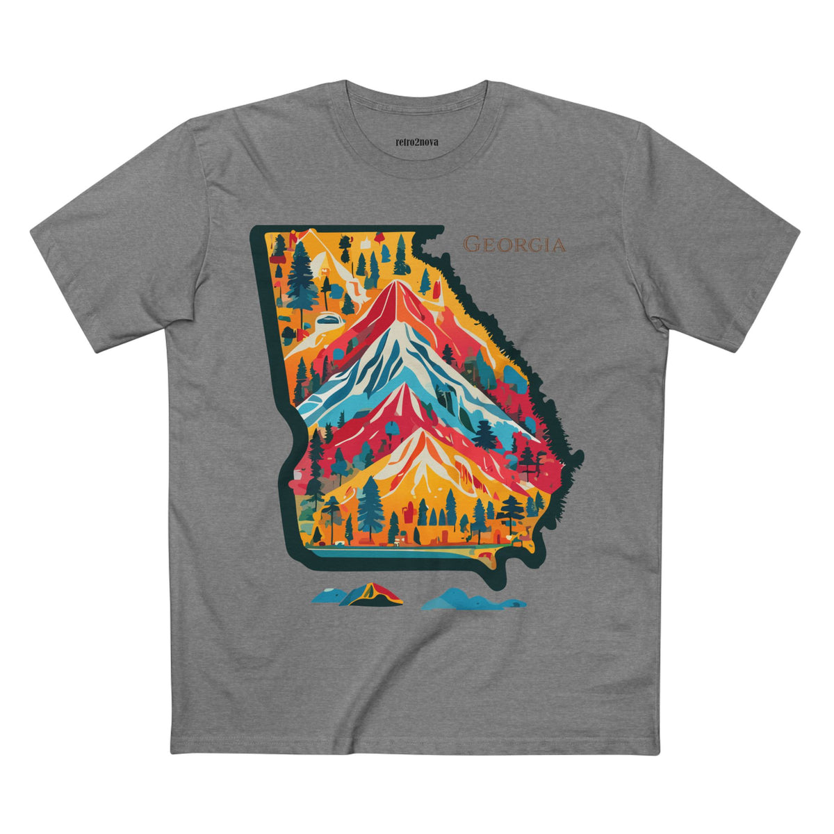 Georgia mountain state map T-Shirt | colorful retro landscape tee