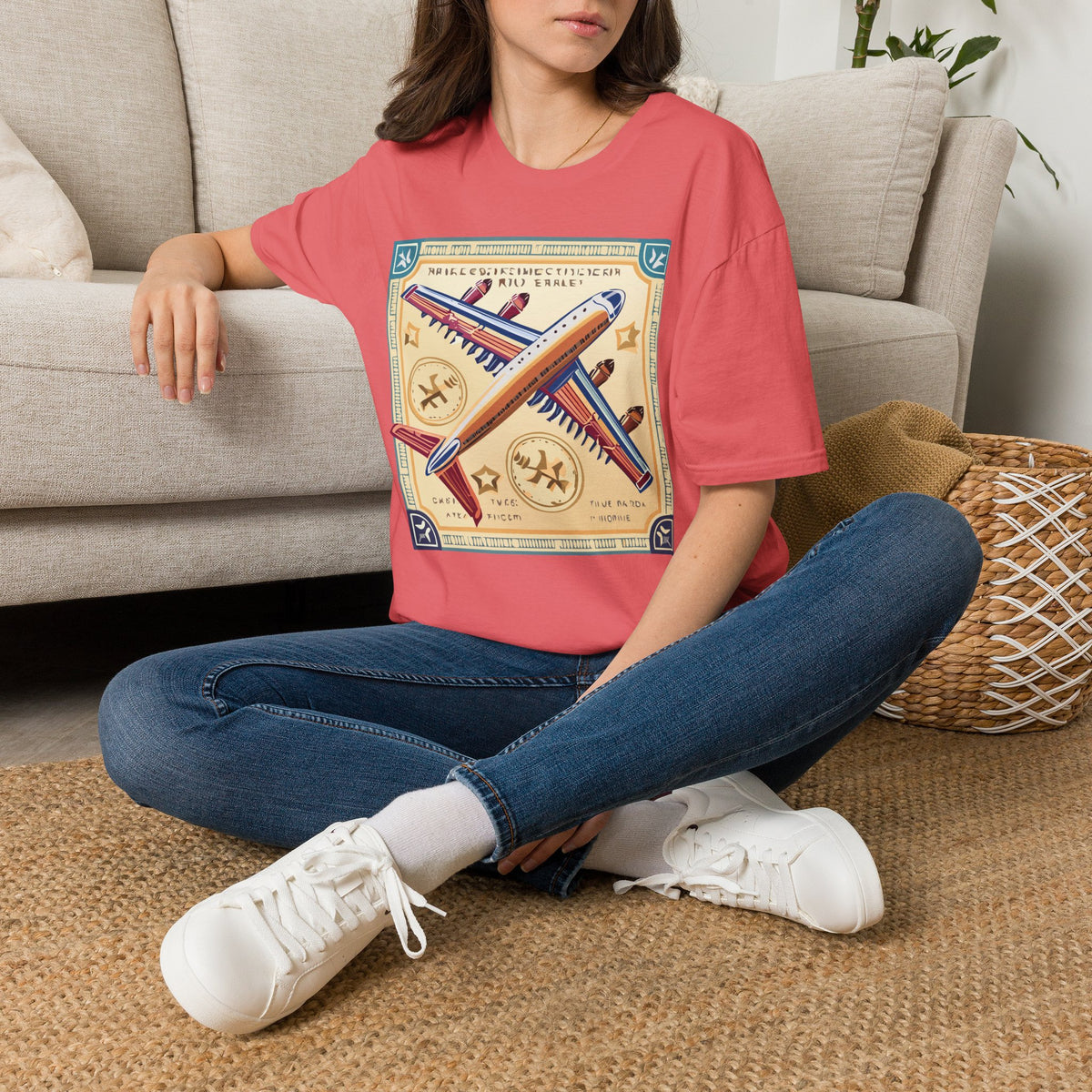 Aviator Vintage Plane T-Shirt — Retro Travel Aircraft Design Travel Post Graphic Design Unisex 100 Cotton Gildan T-Shirt