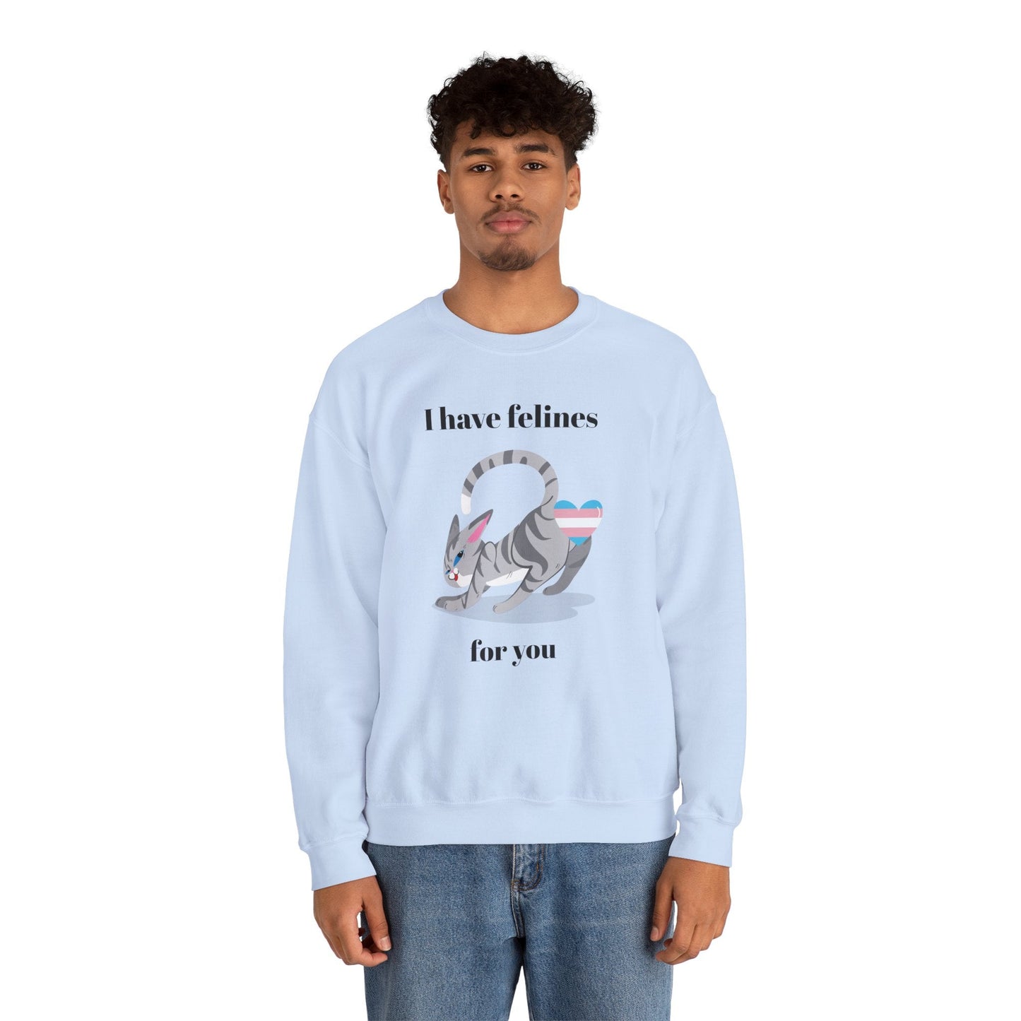 Cat Heart Sweatshirt Unisex Valentine Design 50 50 Cotton Poly Gildan 18000 Crewneck