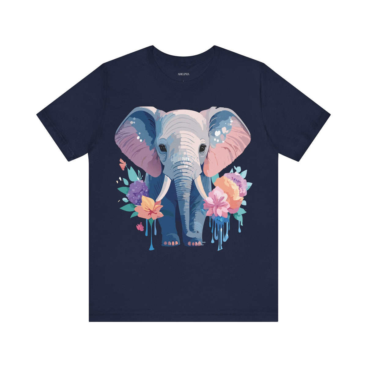 Elephant Graphic Unisex Cotton Bella+Canvas Tee with Art Animal Design e129