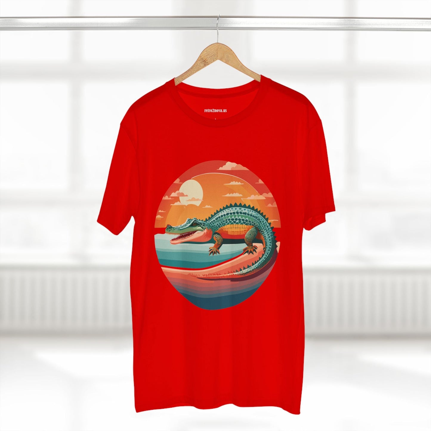 Unisex Crocodile Animal Shirt With Original Art Design Retro2Nova Premium Cotton Staple Tee For Everyday Comfort