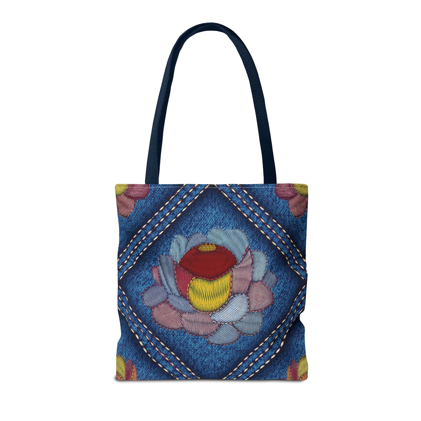 Denim Fabric Imitation Print Unisex Canvas Bag Poly Spun 3 Sizes Tote Bag 159-12