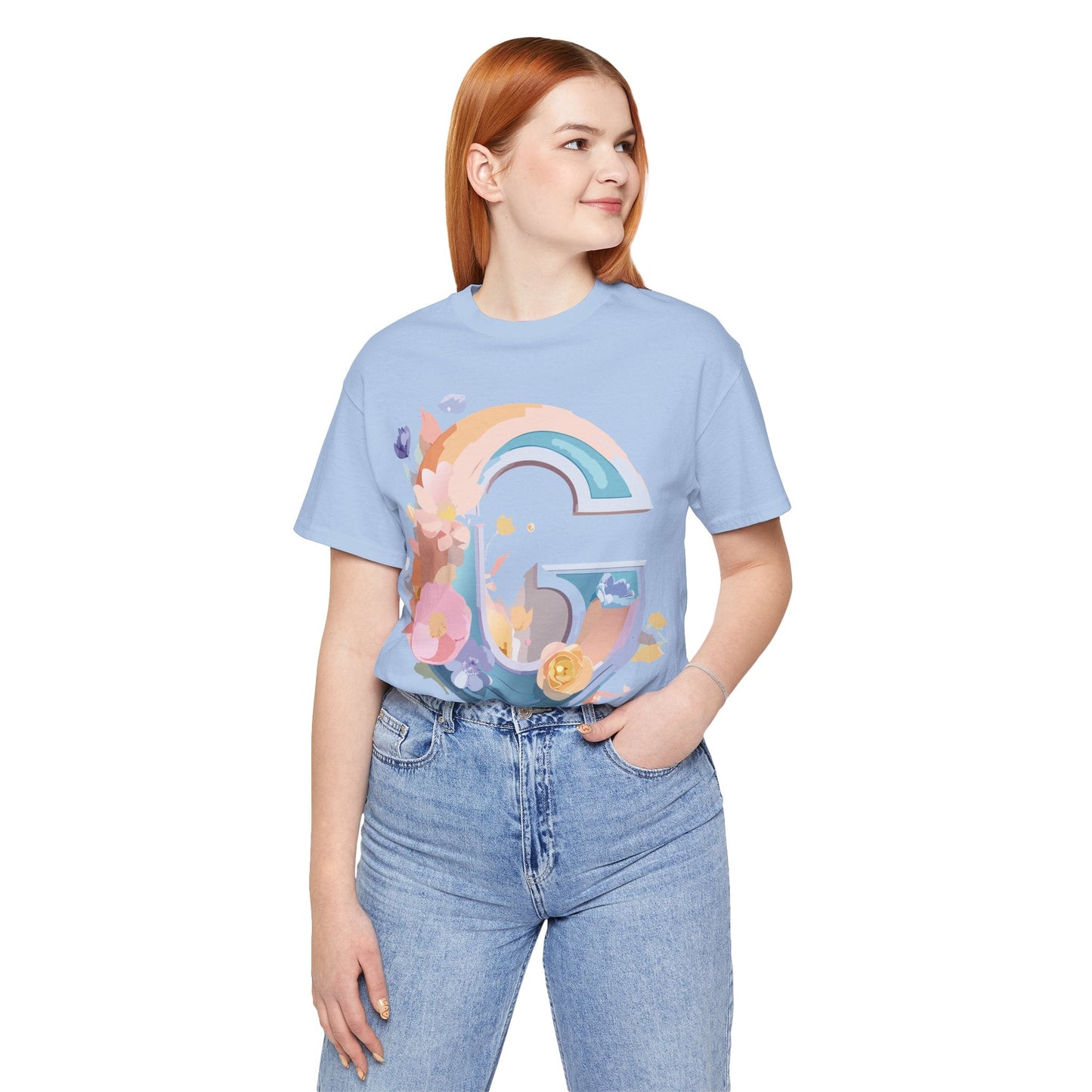 Letter G Graphic Tee Unisex Short Sleeve T Shirt by Adelpha Vintage Inspired Artwork