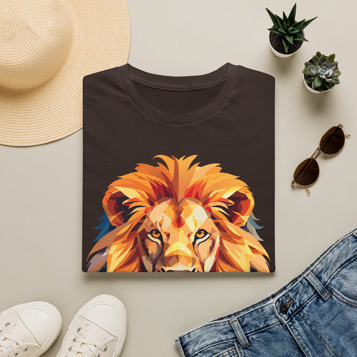 Colorful Geometric Lion T-Shirt | Lion Head Tee