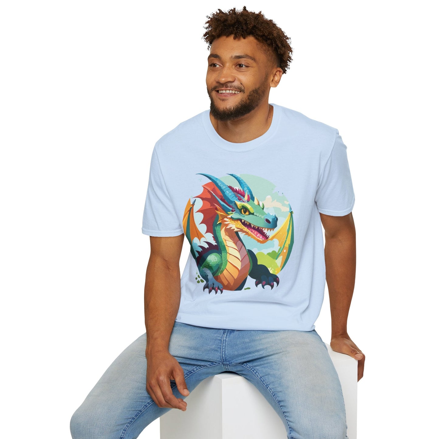 Unisex Dragon Graphic Tee By Gildan Softstyle 64000 Short Sleeve Cotton Tee Art Design