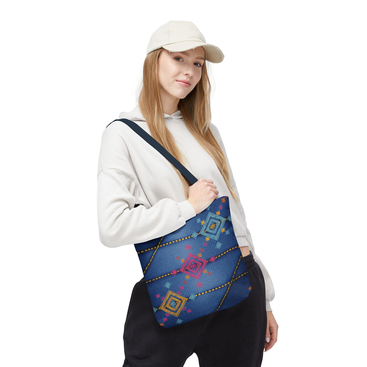 Diwali Graphic Denim Fabric Imitation Print Unisex Canvas Bag Poly Spun 3 Sizes Tote Bag 205-22