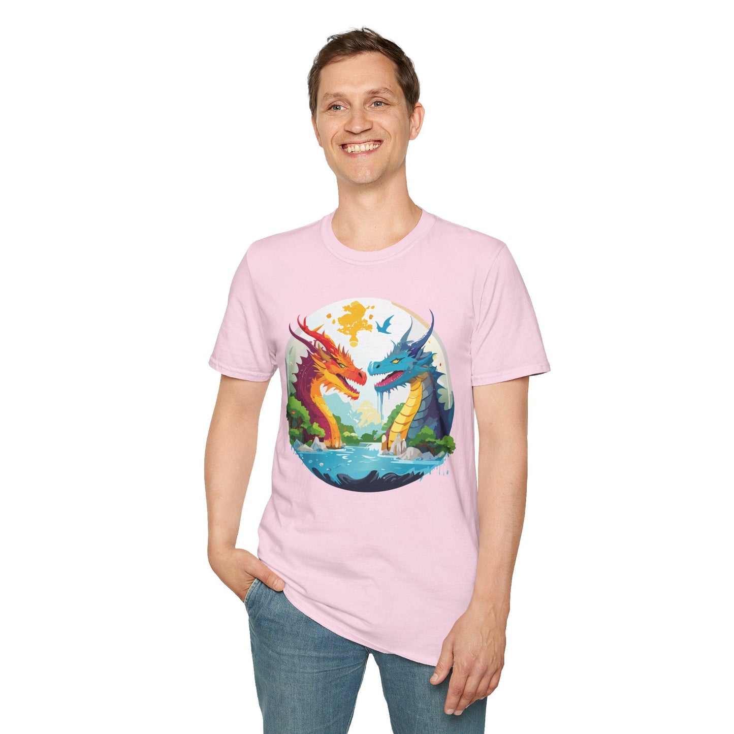 Dragon Graphic Unisex Cotton Softstyle Art Design Tee With Animals 16