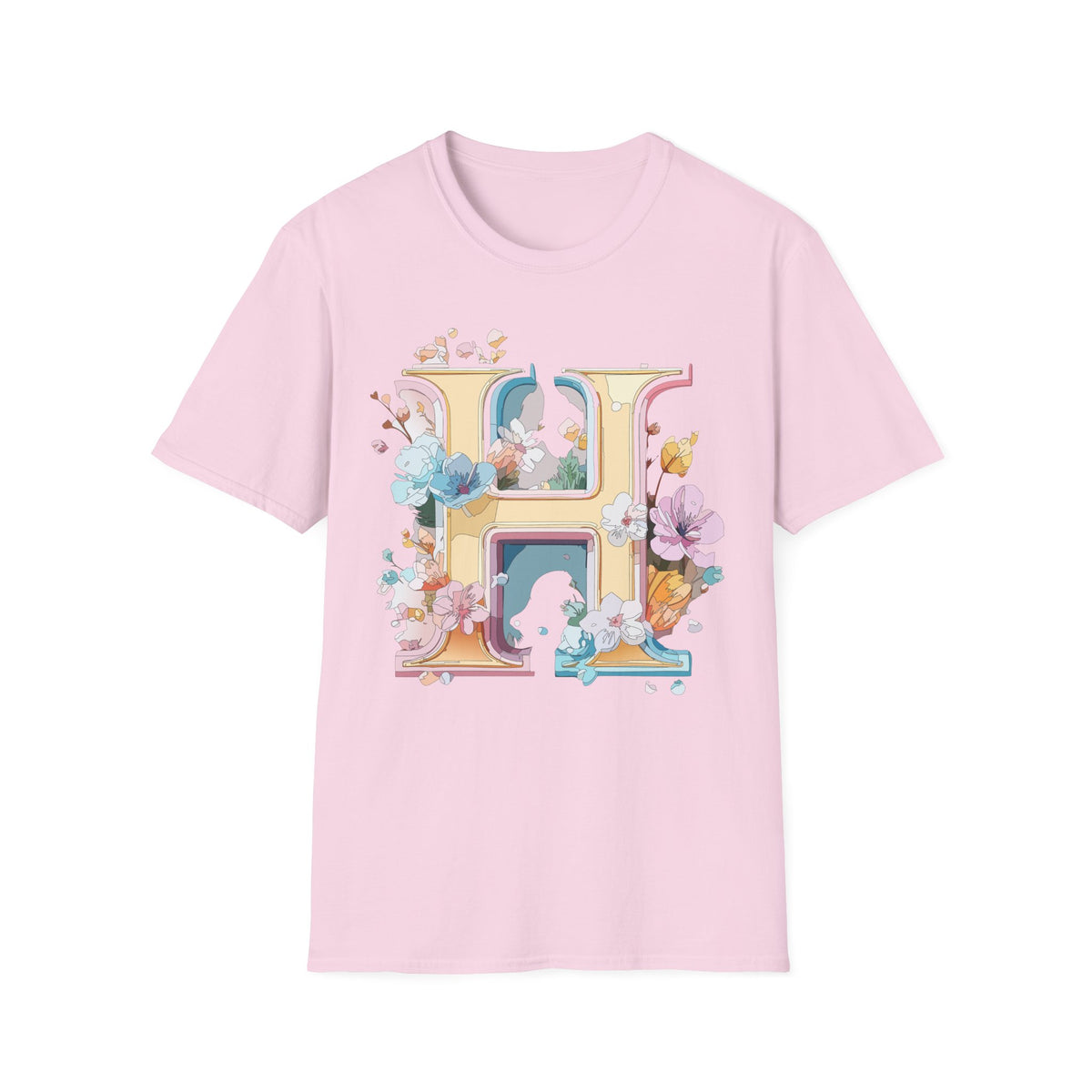 Floral Letter H Shirt | Monogram Initial H Tee