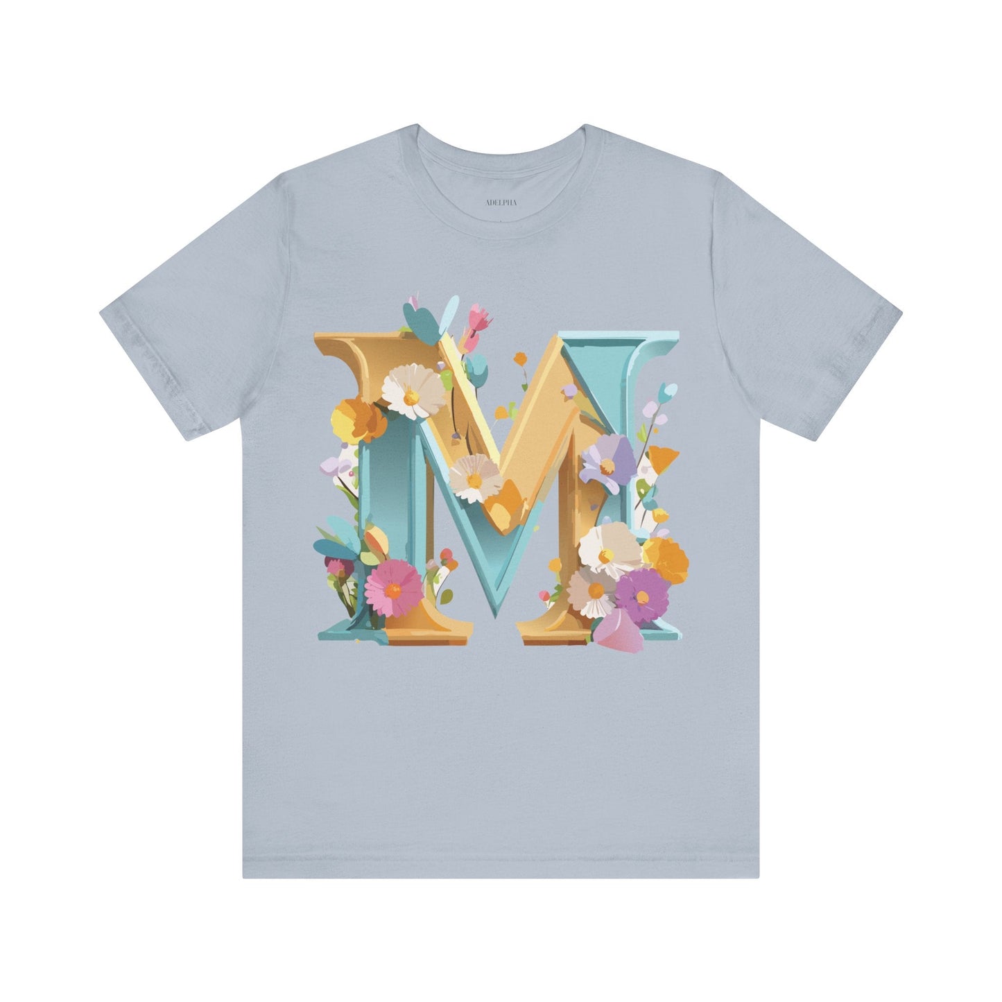 Letter M Shirt Unisex Graphic Tee Vintage Inspired Artwork Adelpha Jersey Short Sleeve