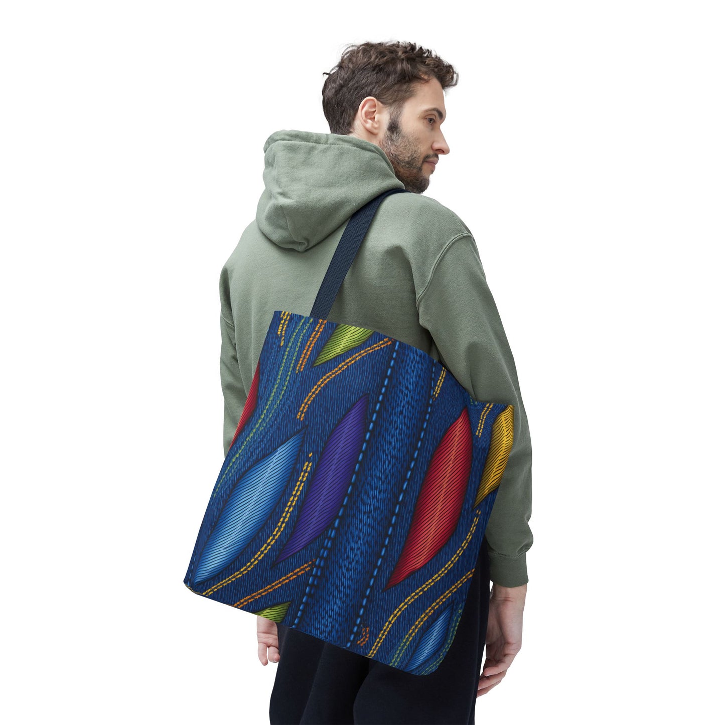 Denim Fabric Imitation Print Unisex Canvas Bag Poly Spun 3 Sizes Tote Bag 137