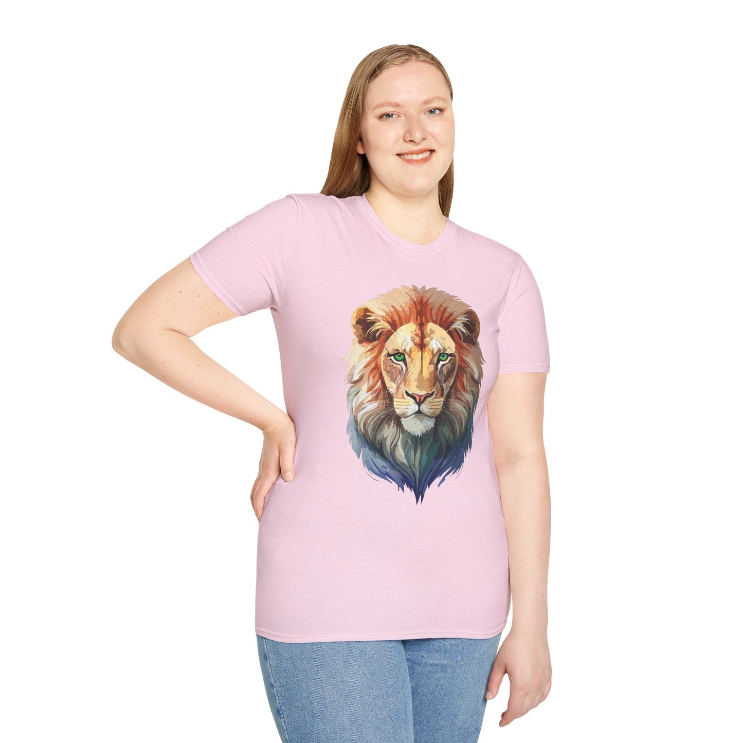 Gildan Softstyle Lion Shirt Unisex Floral Tee Animal Print Tee