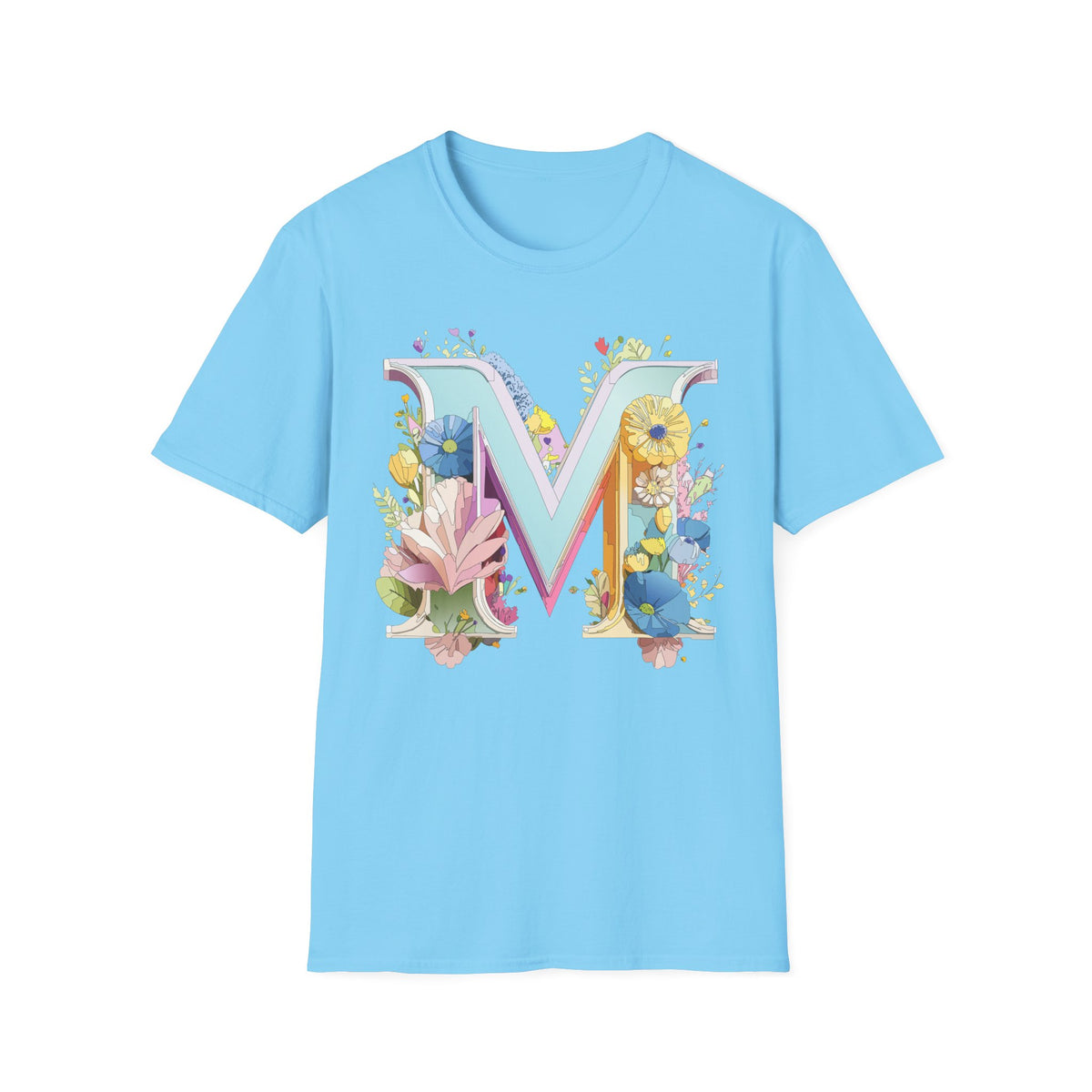 Floral Letter M T-Shirt | Monogram Initial Tee, Spring Flowers