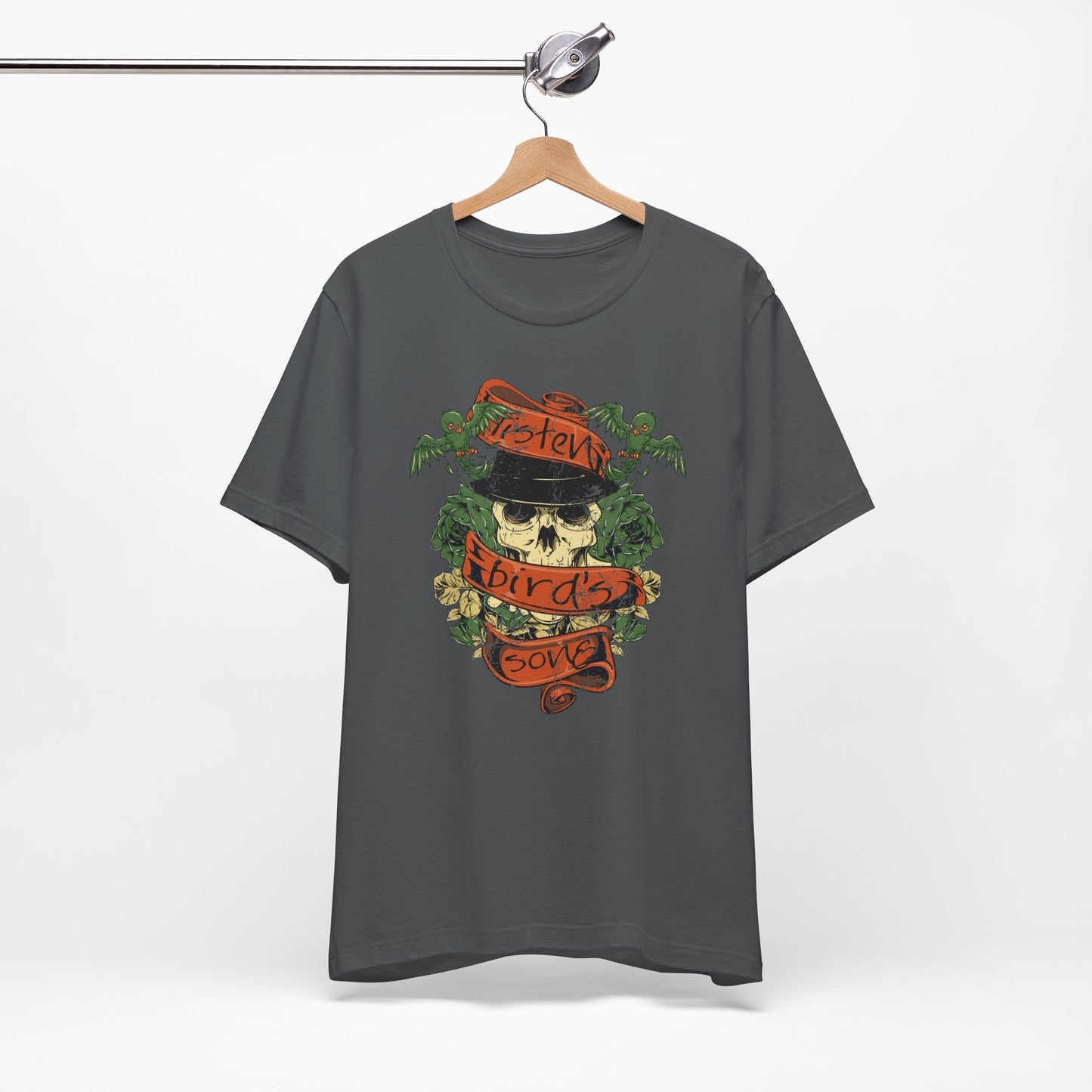 Skull Floral Tattoo Style Graphic Design Unisex Cotton T-Shirt Art-38