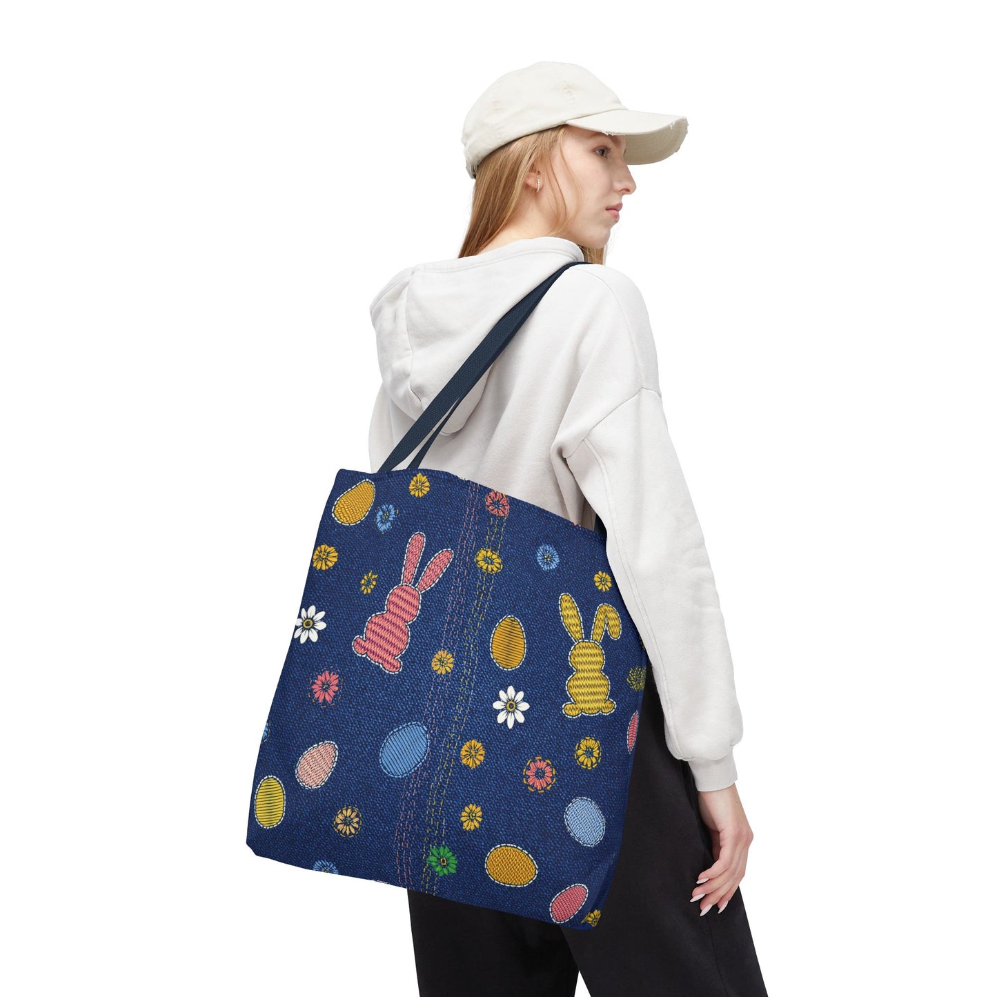 Easter Graphic Design Denim Fabric Imitation Print Unisex Canvas Bag Poly Spun 3 Sizes Tote Bag 204-4