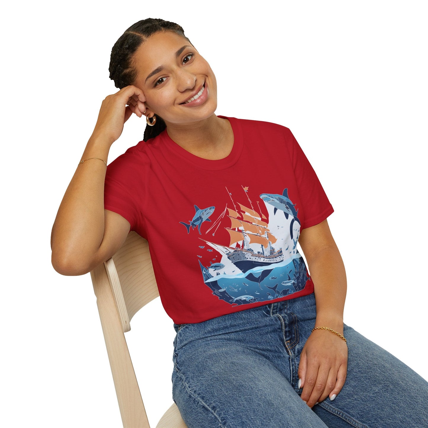 Ocean Graphic Unisex Softstyle Cotton Tee 18