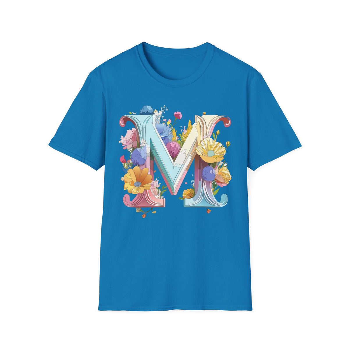 Floral Letter M Monogram T-Shirt | Watercolor Garden Initial Tee