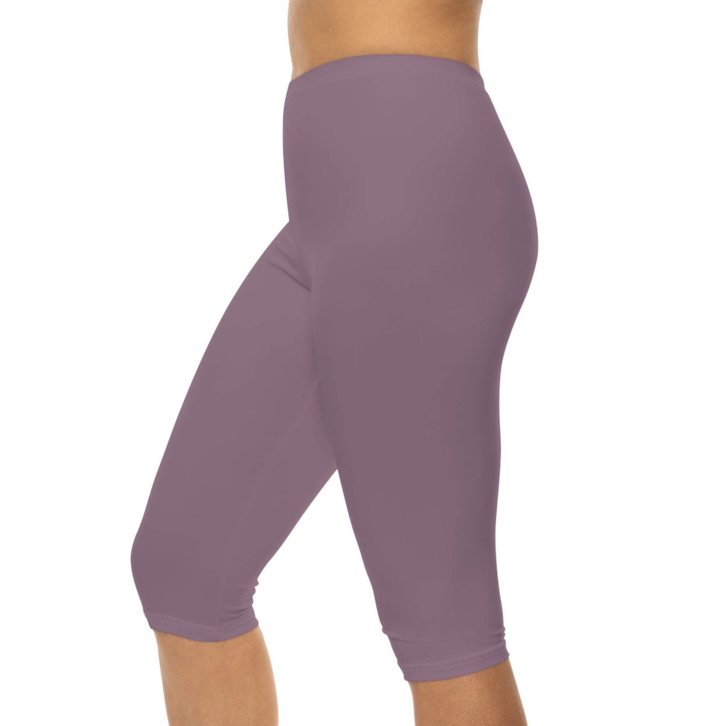 Dusty Mauve Color Women's Brushed Suede Poly Span Casual Capri Leggings XS-2XL